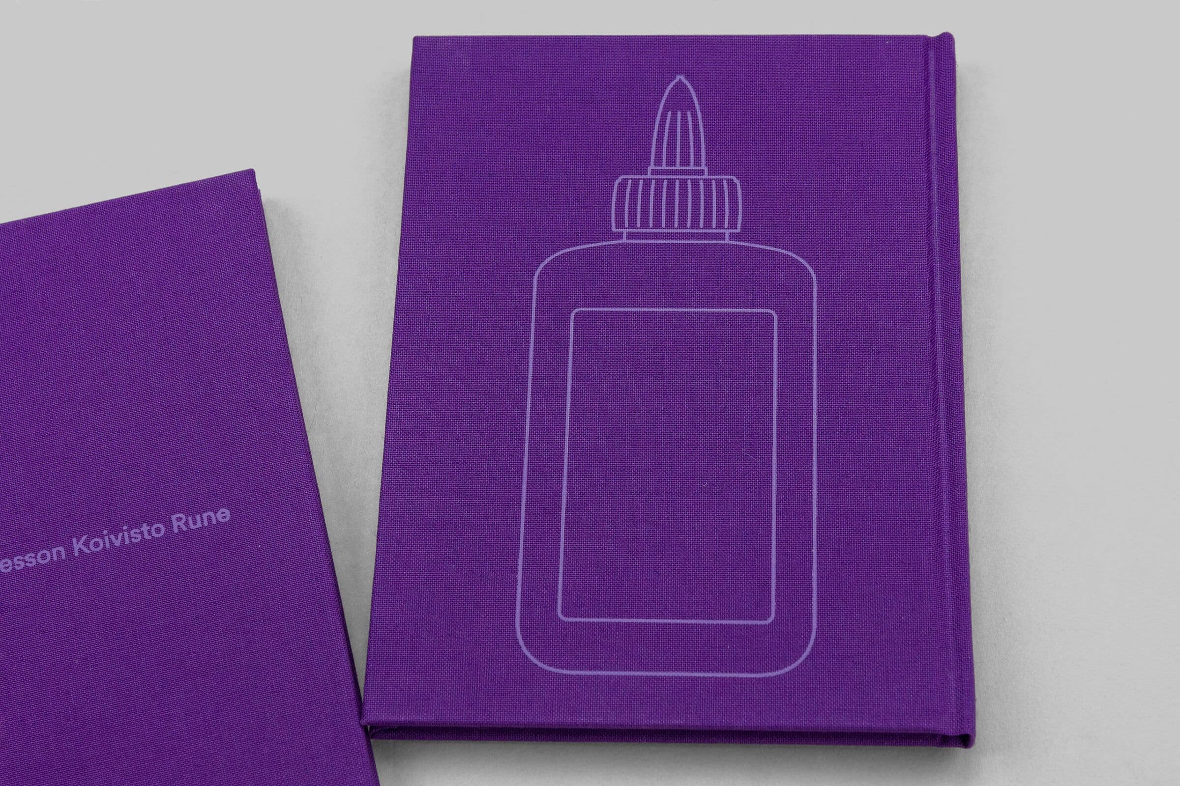 Thread sewn hardcover book with purple cloth