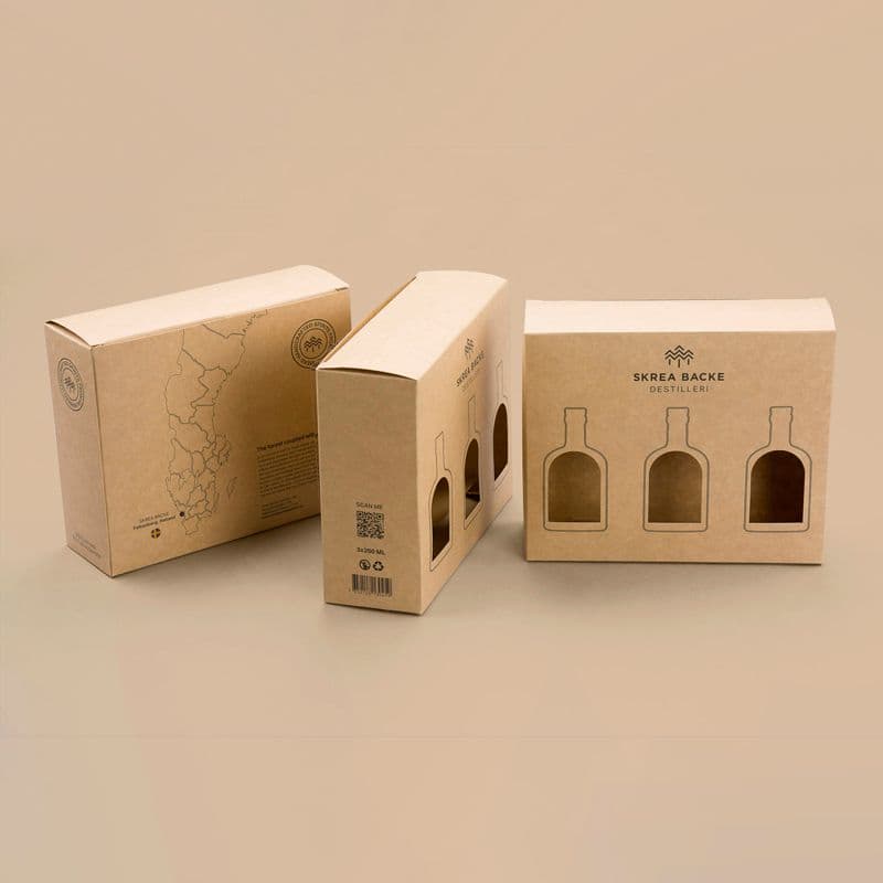 Exclusive folding carton box for gin with print and die-cut patterns