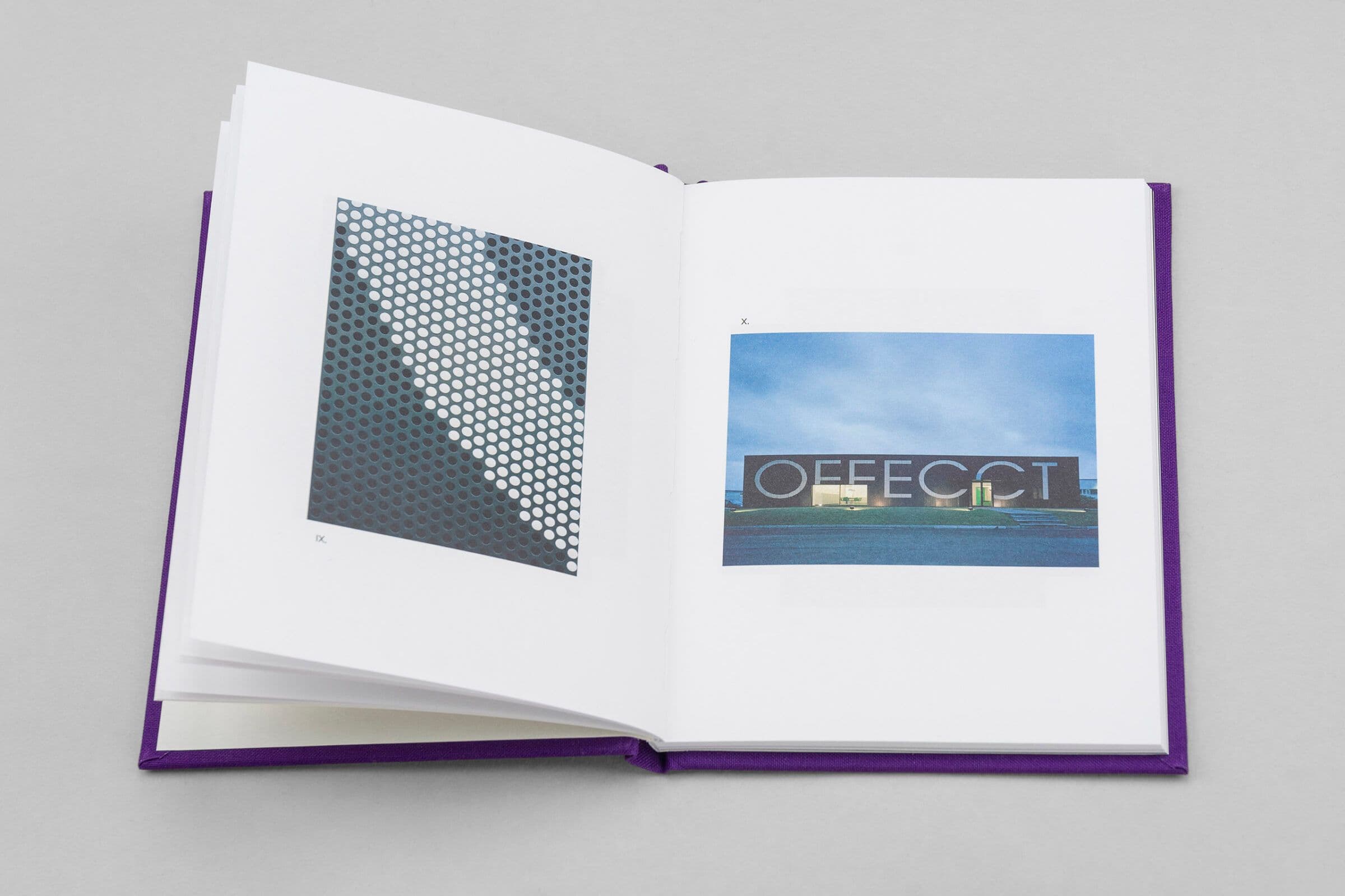 Thread sewn hardcover book with purple cloth