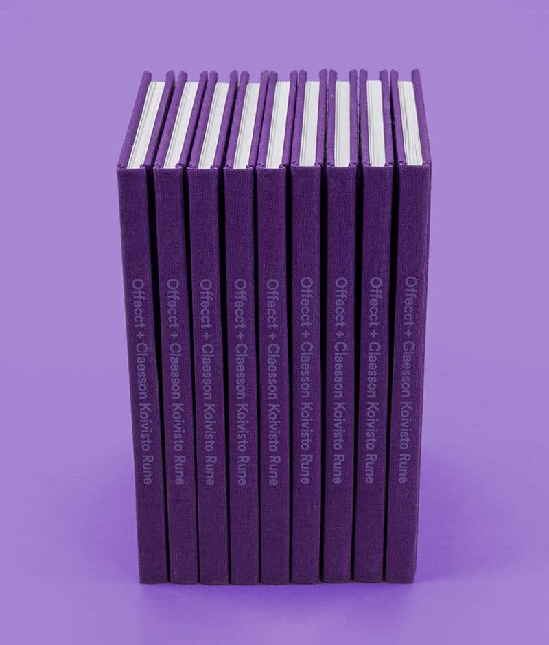 Thread sewn hardcover book with purple cover
