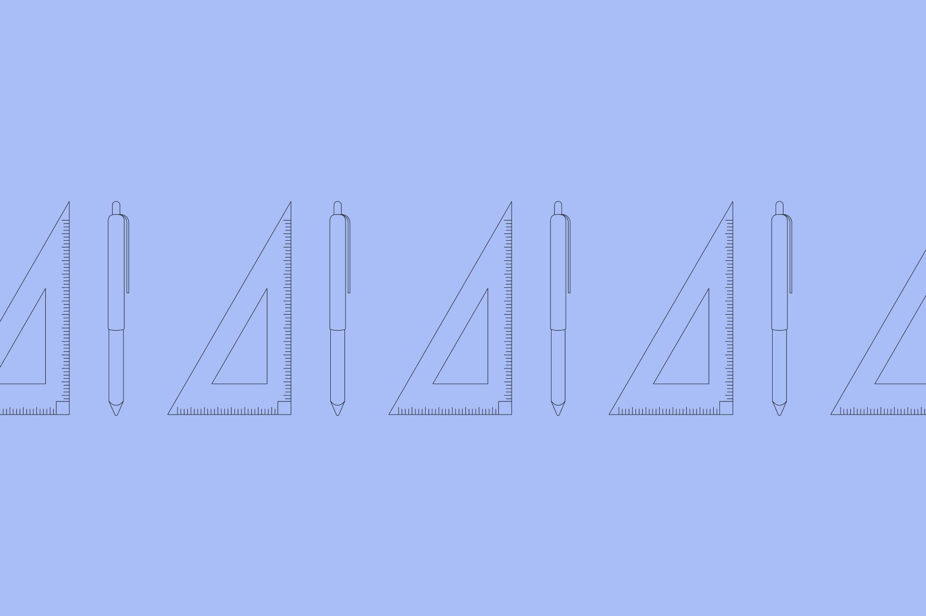 Design, linjaler och pennor