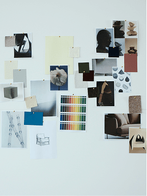 vägg med inspirationsbilder